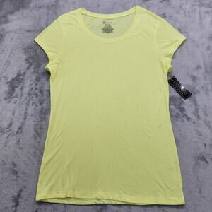 No Boundaries Top Womens XL Yellow Adrenaline Lime Scoop Neck Short Sleeve Tee